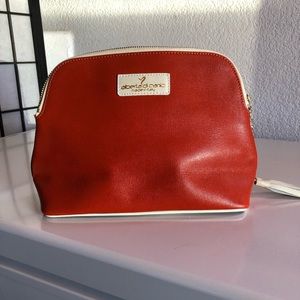 Alberta DiCanio Italian Leather handbag/cream tassel gold/orange/ivory, vintage.